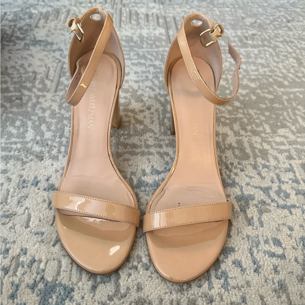 Stuart Weitzman Nearly Nude 3” patent leather heels